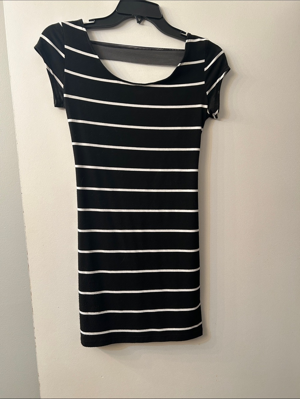 Striped Scoop Neck Black and White Mini Dress
